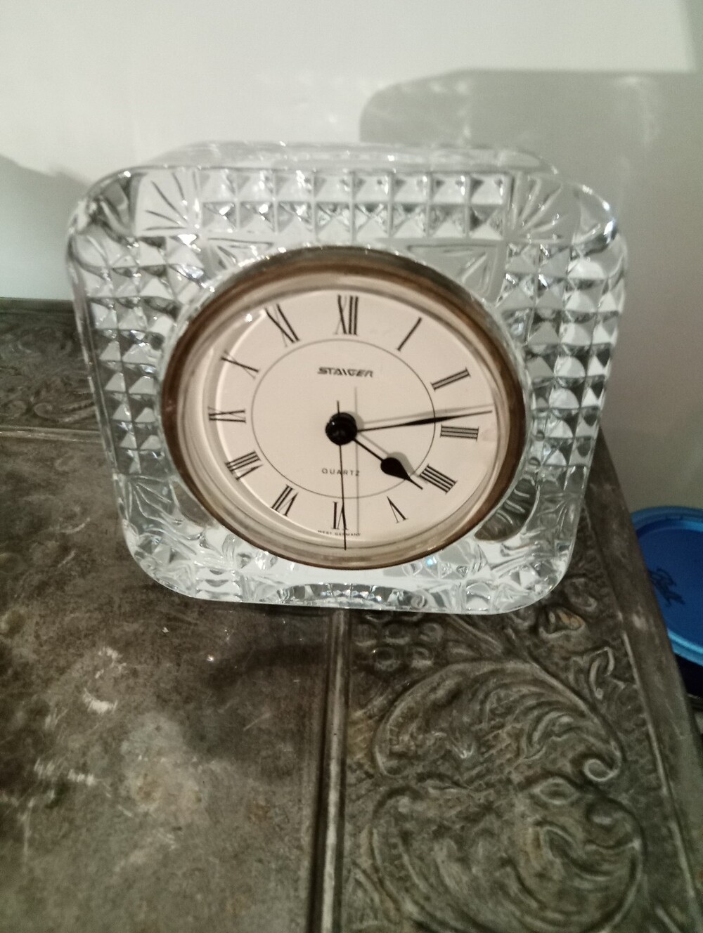 vintage Staiger Crystal Quartz Desk Table Clock - Working